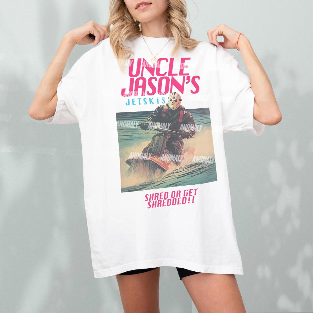 Lustiges Jason T-Shirt Onkel Jasons Jetskis Vintage 80er Horrorfilm Werbung T-Shirt Grafikbekleidung Kurzarmshirt Unisex