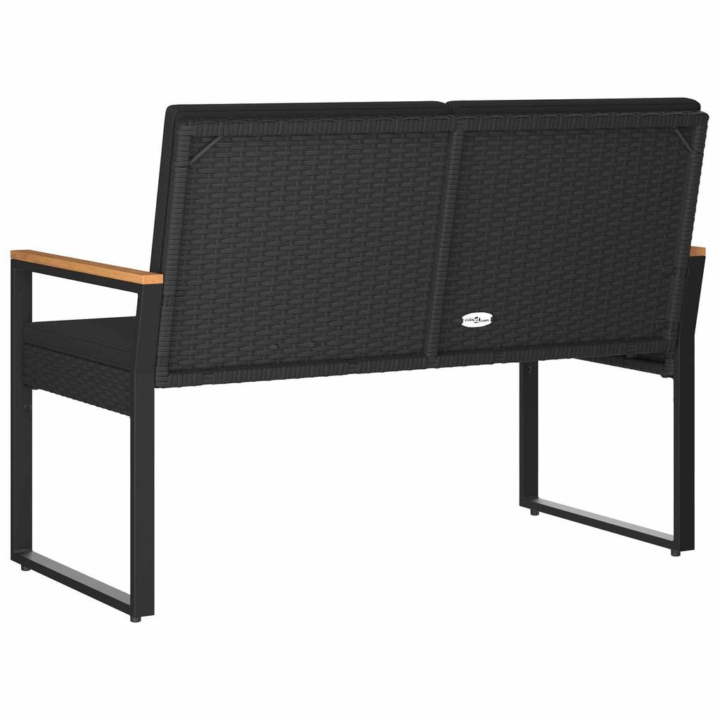 Outdoor Bench with Cushions Black 107 x 61 x 80 cm Poly Rattan