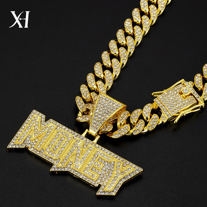 Hot Selling Hip-hop Alloy Full Diamond Letter Pendant In Europe and America, Cuban Necklace, Trendy Men's Accessory