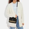 COACH Klare 22 gold logo classic presbyopic flap multi-function pocket canvas with leather crossbody bag regular women's black with brown