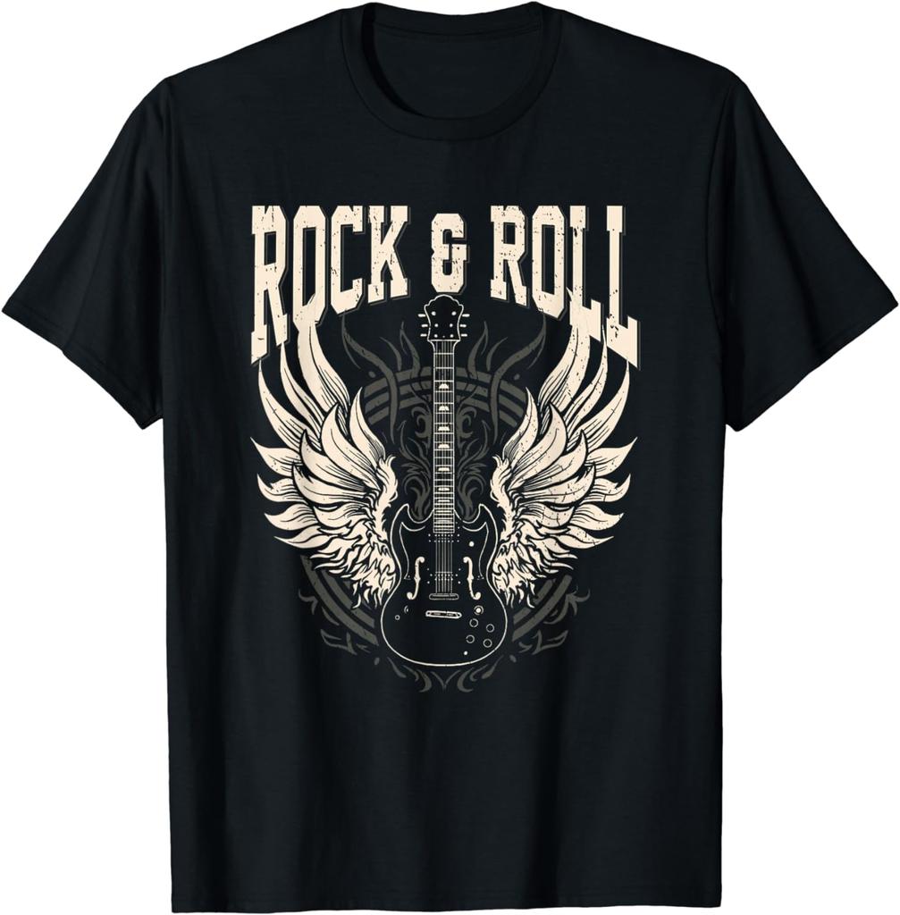 Rock and Roll Lover Gifts Cool Electric Guitar Concert Band TShirt Men T Shirt Cotton Streetwear Graphic T Shirts Camiseta