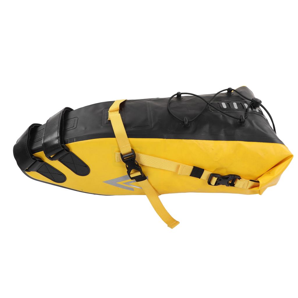 Bikepacking Bag 500D PVC Yellow and Black Waterproof 13L Non Slip Bike Saddle Bag for Long Ride