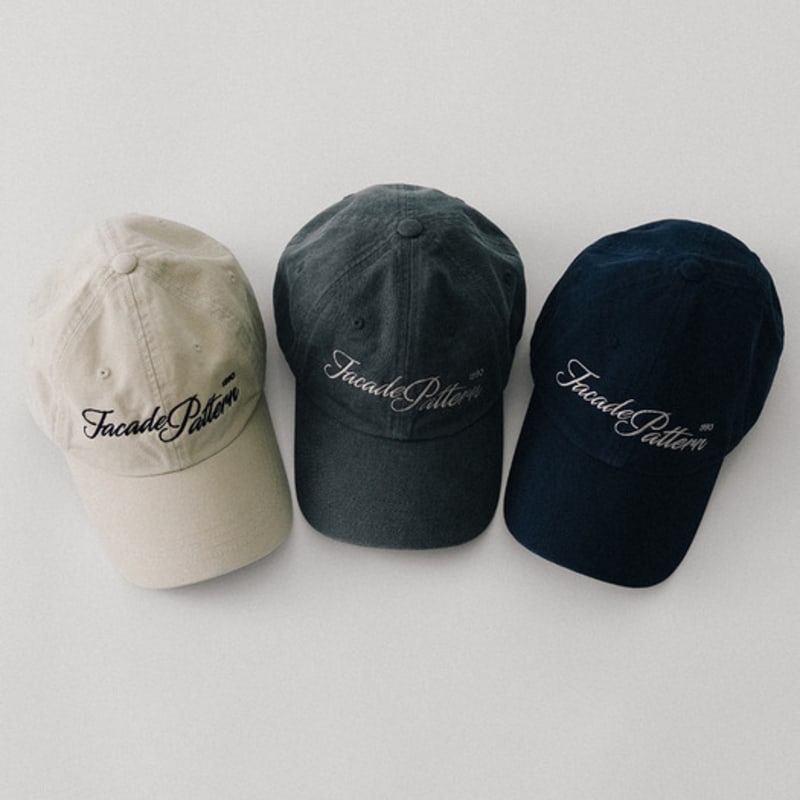 

FACADE PATTERN Washed Cotton Ball Cap_3 Colors NAVY