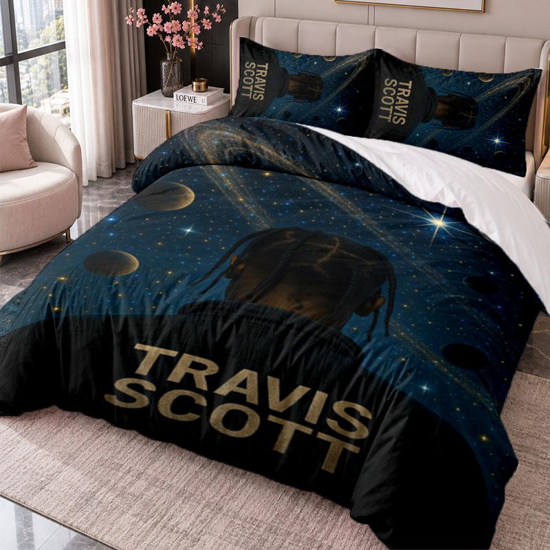 Travis Scott 3Pcs Bedding Set Duvet Cover With Two Pillowcases For Bedroom Home Decoration