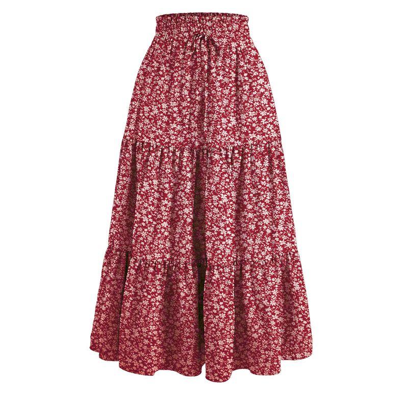 Bohemian A- Line Skirt Long Dress Bohemian A Word Flowy Layered Half-Length Skirts