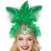 Women Carnival Crystal Crown Feather Headpieces 1920s Flapper Headband Show Girl Feather Headdress Mardi Gras Accessories