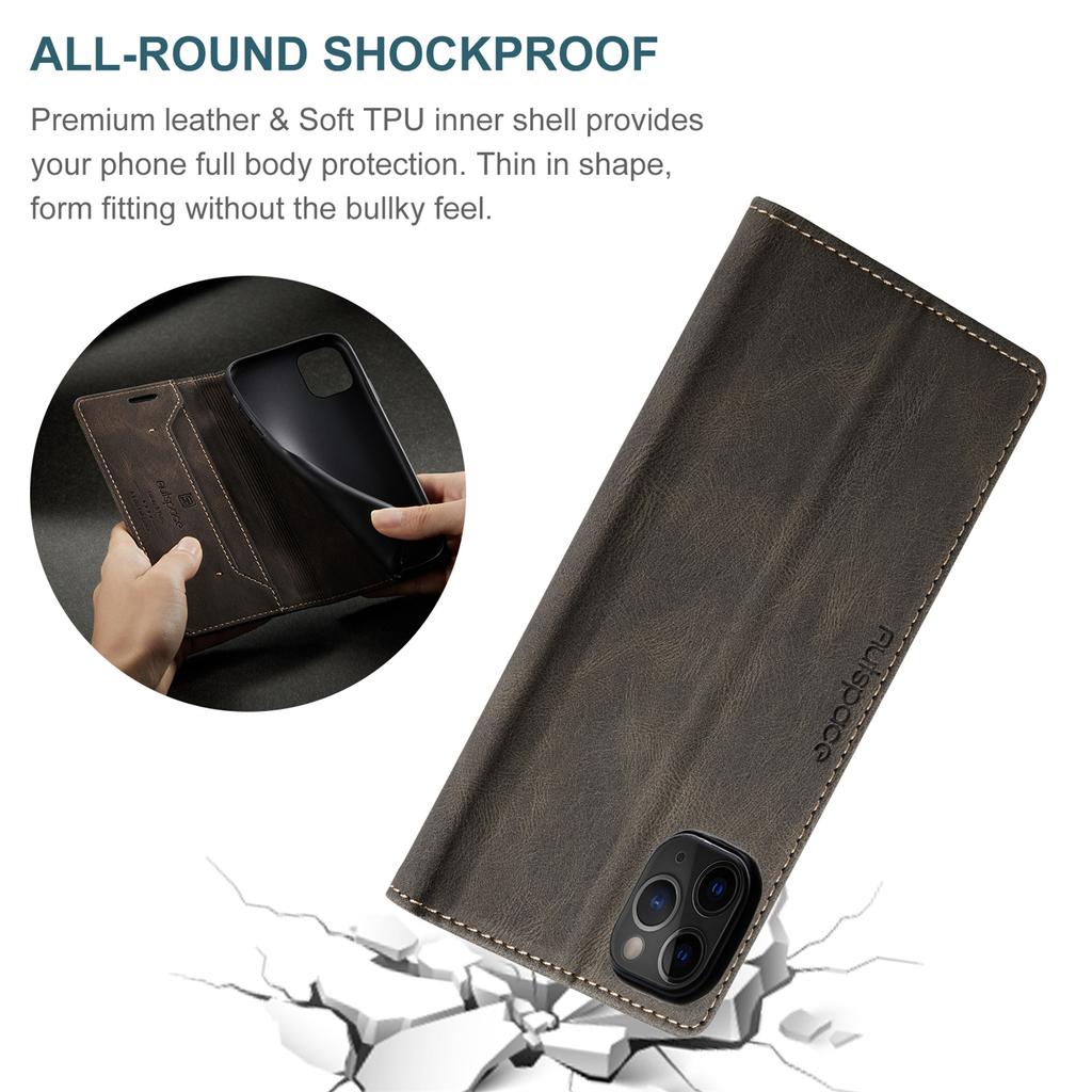 iPhone 11 Pro Max Vintage Leather Flip Wallet Case with RFID Blocking Card Slot, Matte Retro Folio Cover for Women Men (4 Colors)