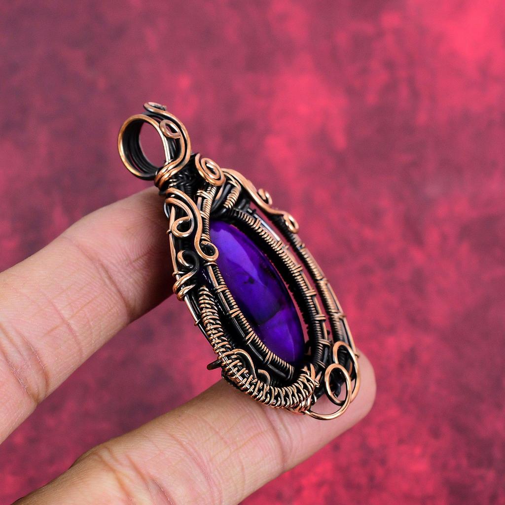 Purple fire labradorite pendant copper wire wrapped pendant handmade boho pendant copper jewelry engagement gifts wire wrap gemstone jewelry