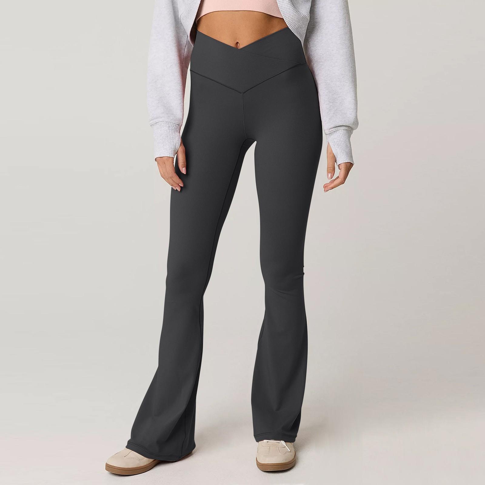 

Women s V Waist Cross Wide Leg Pants Fitness Yoga Trousers Flared Pants Hip-lift High- Pants L чорний