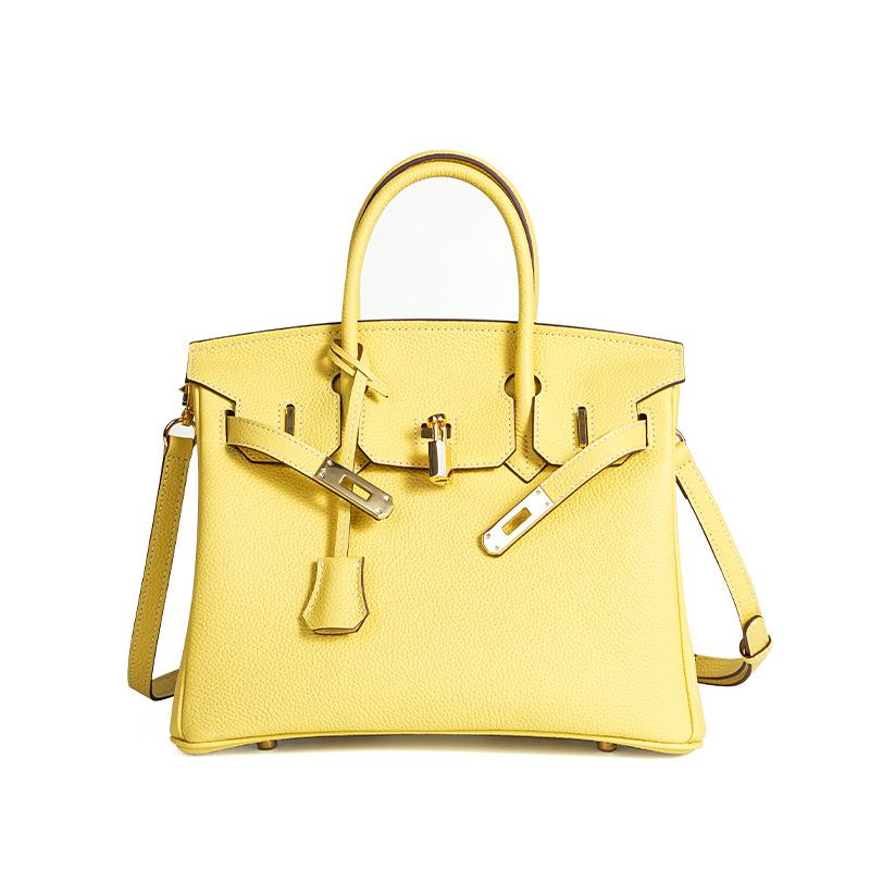 

Сумка из вощеной кожи первого слоя ручной работы Togo Platinum, узор личи, натуральная кожа, женская сумка с замком, сумка высокого класса