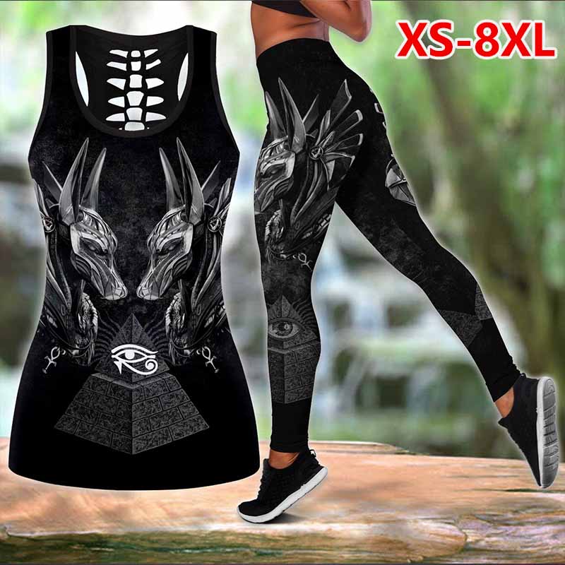 Buy Horus Eye Egypt Anubis Ancient 3D Print Yoga Outfit Hollow Tank Top