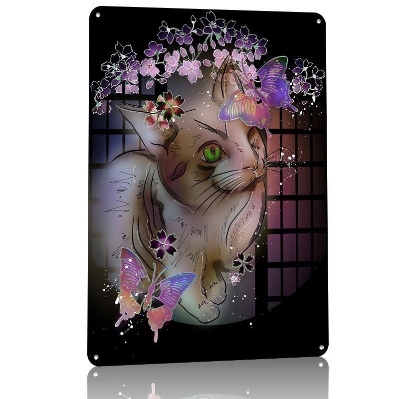 PIRATE CAT Personalized D Textured Metal Poster Wall Art Vintage Tin Signs for Interior Decoration Living Room Accessories Home