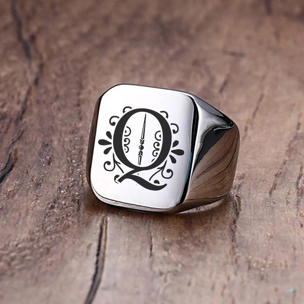 Herrenring, Sigent-Ringe, Alphabet-Ring aus Edelstahl für Herren, Vatertagsgeschenk