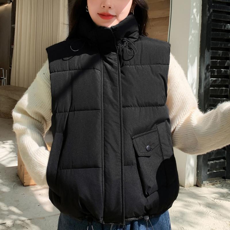 Warm Women's Winter Coat Fashion Stand Collar Loose Autumn Thick Sleeveless Parka Female Short Outerwear