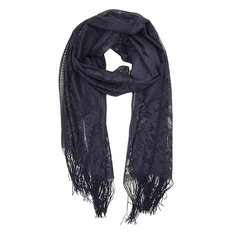 RUNMEI Black Yellow Pink Color Floral Lace Scarf Tassel Fringe Shawl Wrap Flower Headscarf Muslim Hijabs scarfs Women Ladies