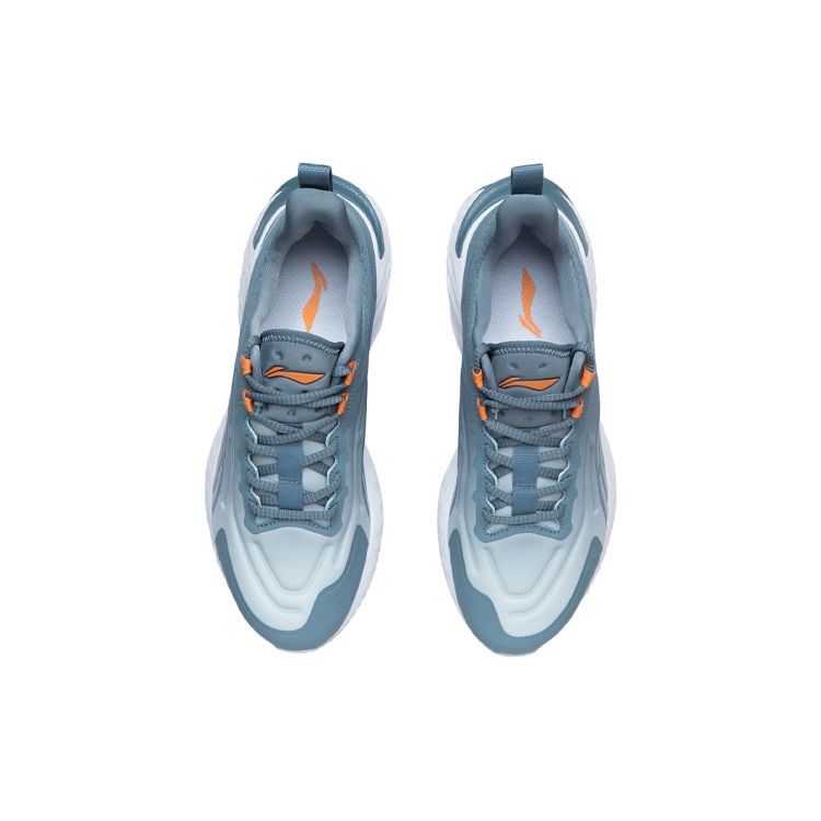 LiNing Sapatos de Corrida Confortáveis Casuais Respiráveis de Cano Baixo Tênis Masculinos Azul Névoa ARSR037-2