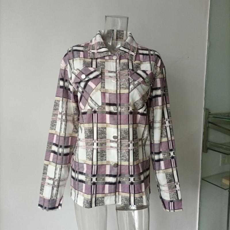 Cămăși de damă de toamnă și iarnă Cămașă cu mânecă lungă în carouri Jachetă din tweed de flanel Topuri