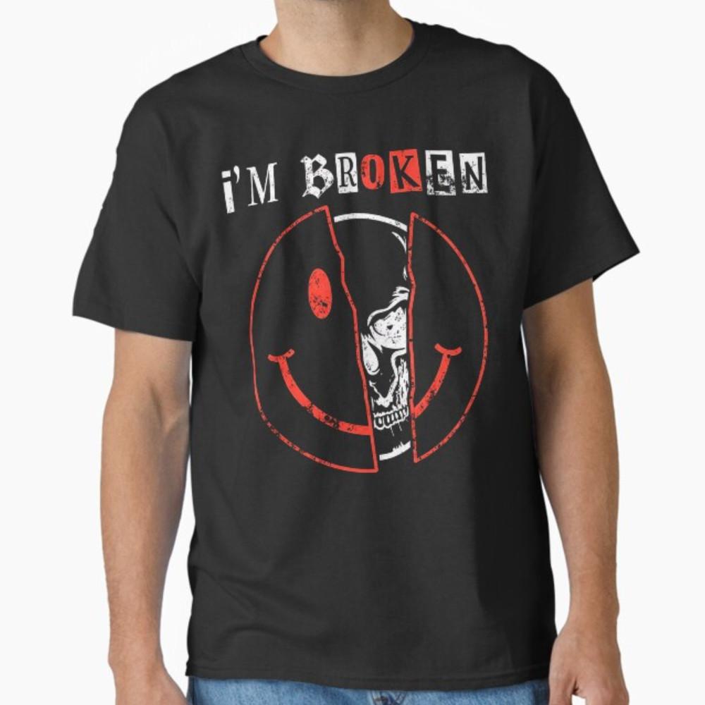 Confused Smile I m Broken Invisible Illness I Am Ok Broken T-Shirt Unisex T-Shirt XXXL