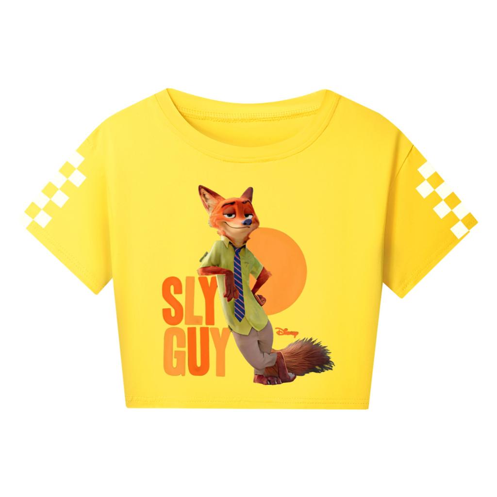 Modische Rundhals-Kurzarm-Arbeitskleidung bedruckte Oberteile für Kinder-Sommeroberteile