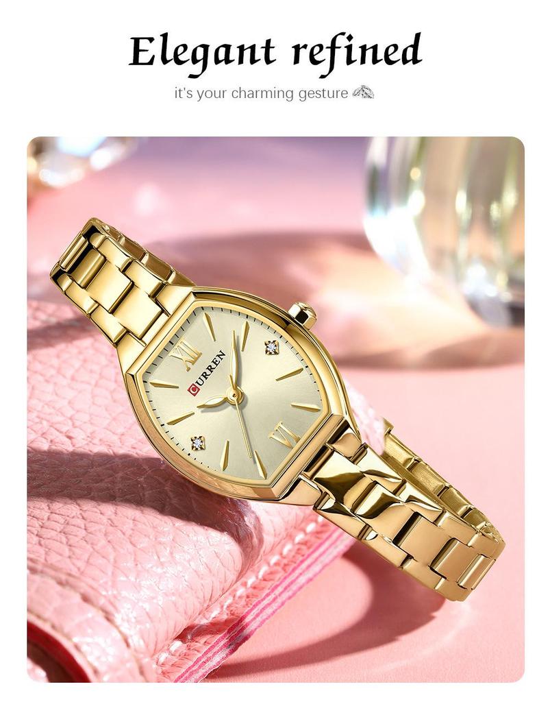 CURREN 9112 Women's Quartz Waterproof Steel Band Watch - Casual and Simple Design