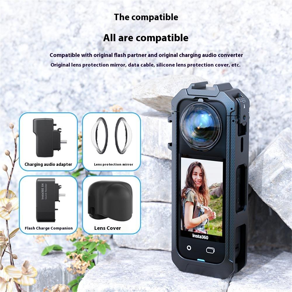 For Insta360 X5 Panoramic Action Camera Magnetic Quick Release Plastic Protective Frame