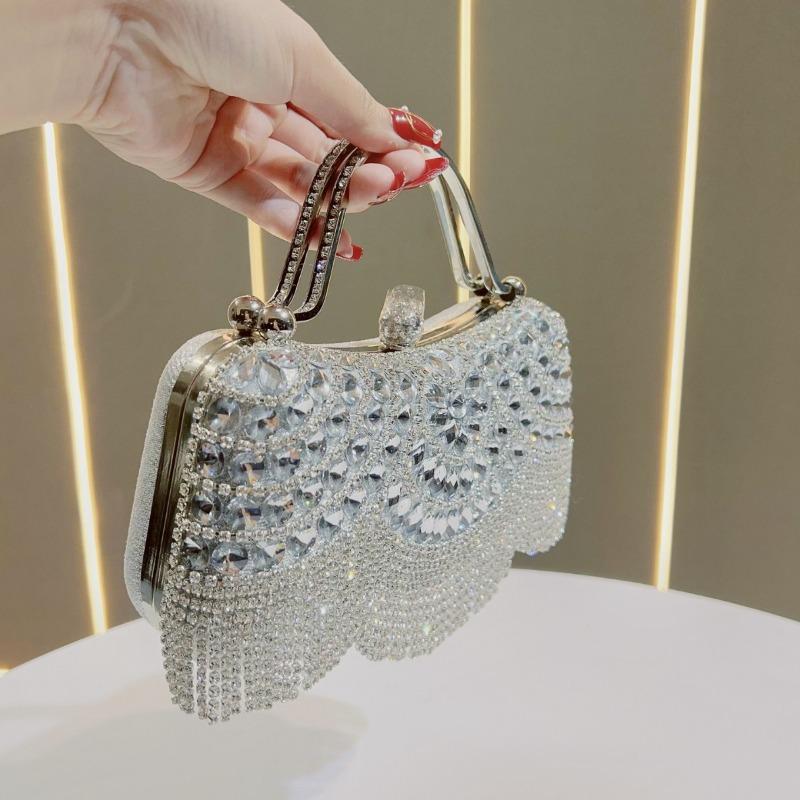 New Diamond-encrusted Clutch Bag Fringed Evening Bag Birthday Wedding Banquet Shoulder Messenger Dinner Bag