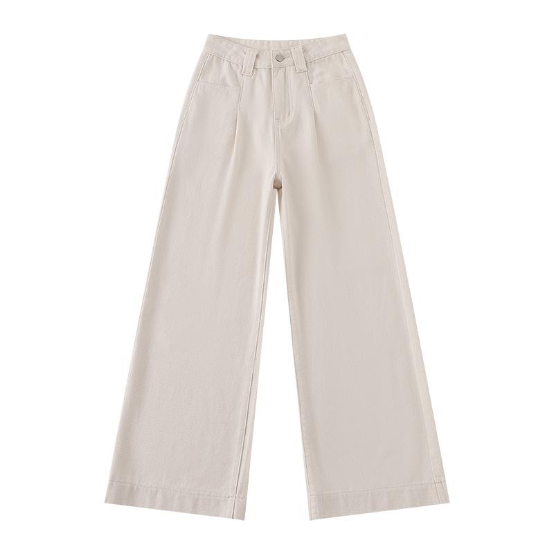 

Off-white Wide-leg Jeans for Women In Autumn and Winter New Style Plus Velvet Thickened High Waist Loose Slimming Draped Straight-leg Floor Pants XXL