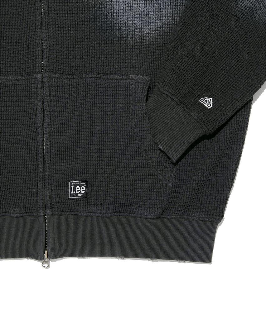 Lee Damaged Waffle Dyed Zip-Up Hoodie Black