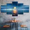 Full Moon Over The Ocean Scene 5 Piece Five Panel Canvas Print Modern Wall Art Poster Home Decor Gift For Him For Her