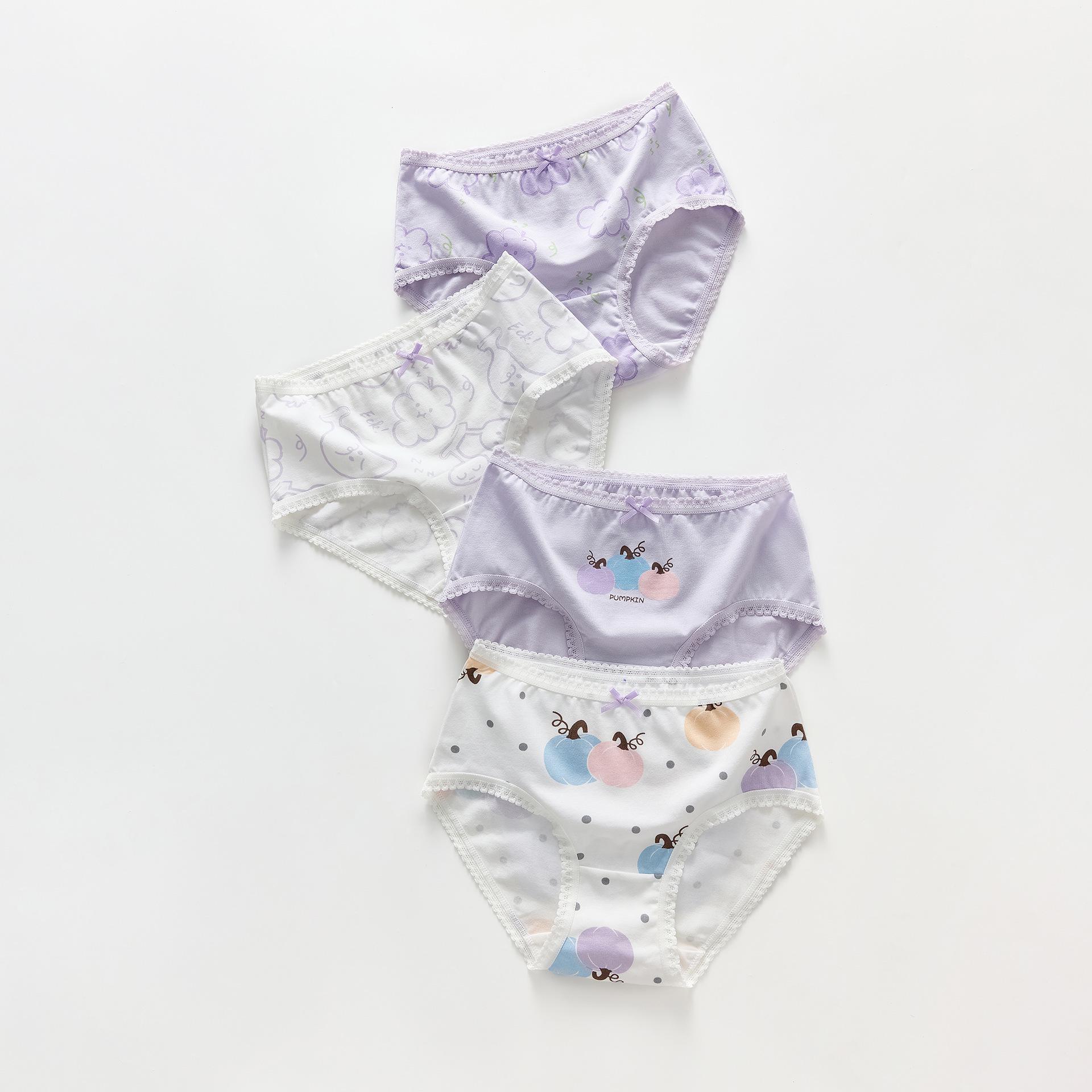 

New Girls Cotton Triangle Underwear - Class A, Comfy, No Pinch. 140cm (55-65 jin) 4-Pack