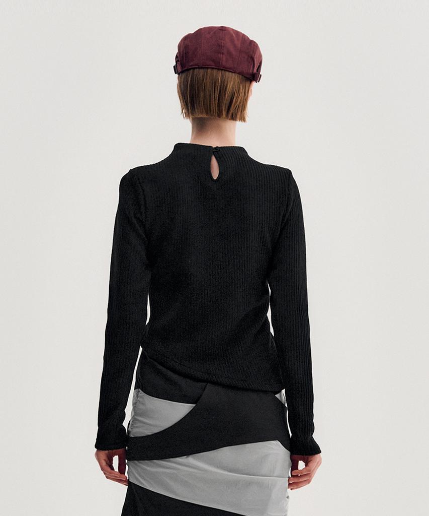 Kimjisu Ribbed Shirring Highneck Top _ Black