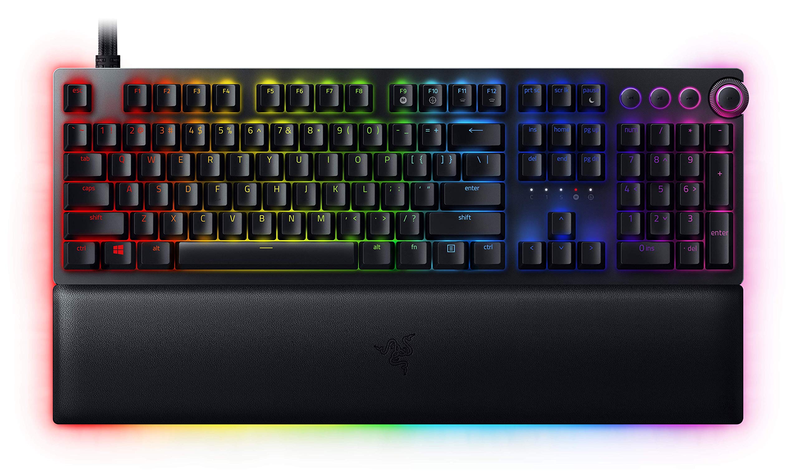 

Razer Huntsman V2 Analog Gaming Keyboard English US Layout Analog Optical Switches Adjustable Actuation Double Shot PBT Keycaps Wrist Rest Chroma RGB чорний