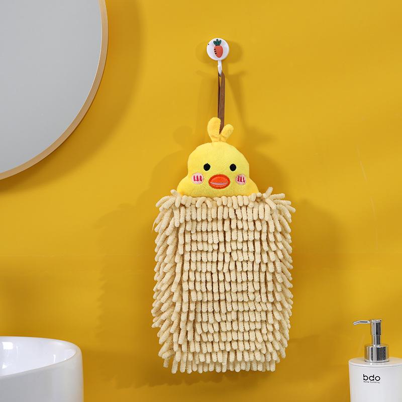 Chenille Cartoon Quick-Dry Hangable Hand Towel for Kitchen & Bathroom