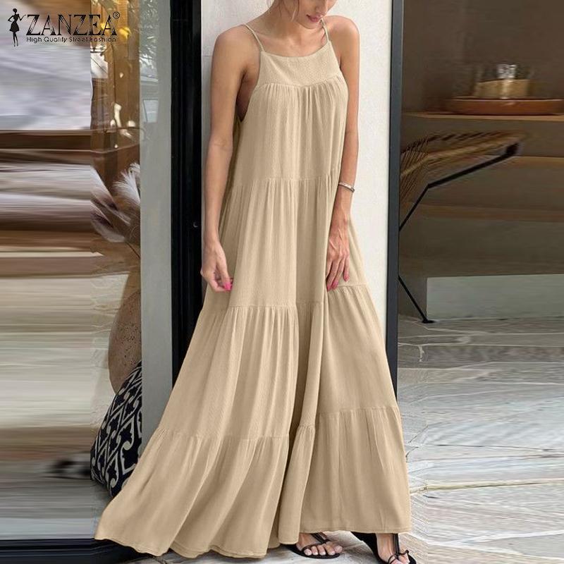 

ZANZEA Женские повседневные летние платья без рукавов на бретельках