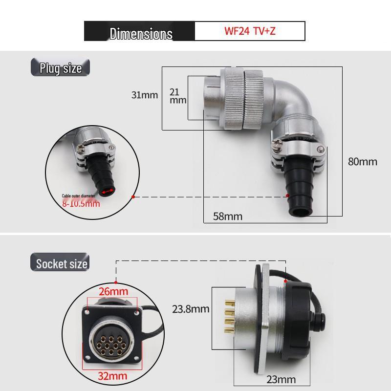 Weipu Waterproof 12-Pin 90° Aviation Power Connector Socket