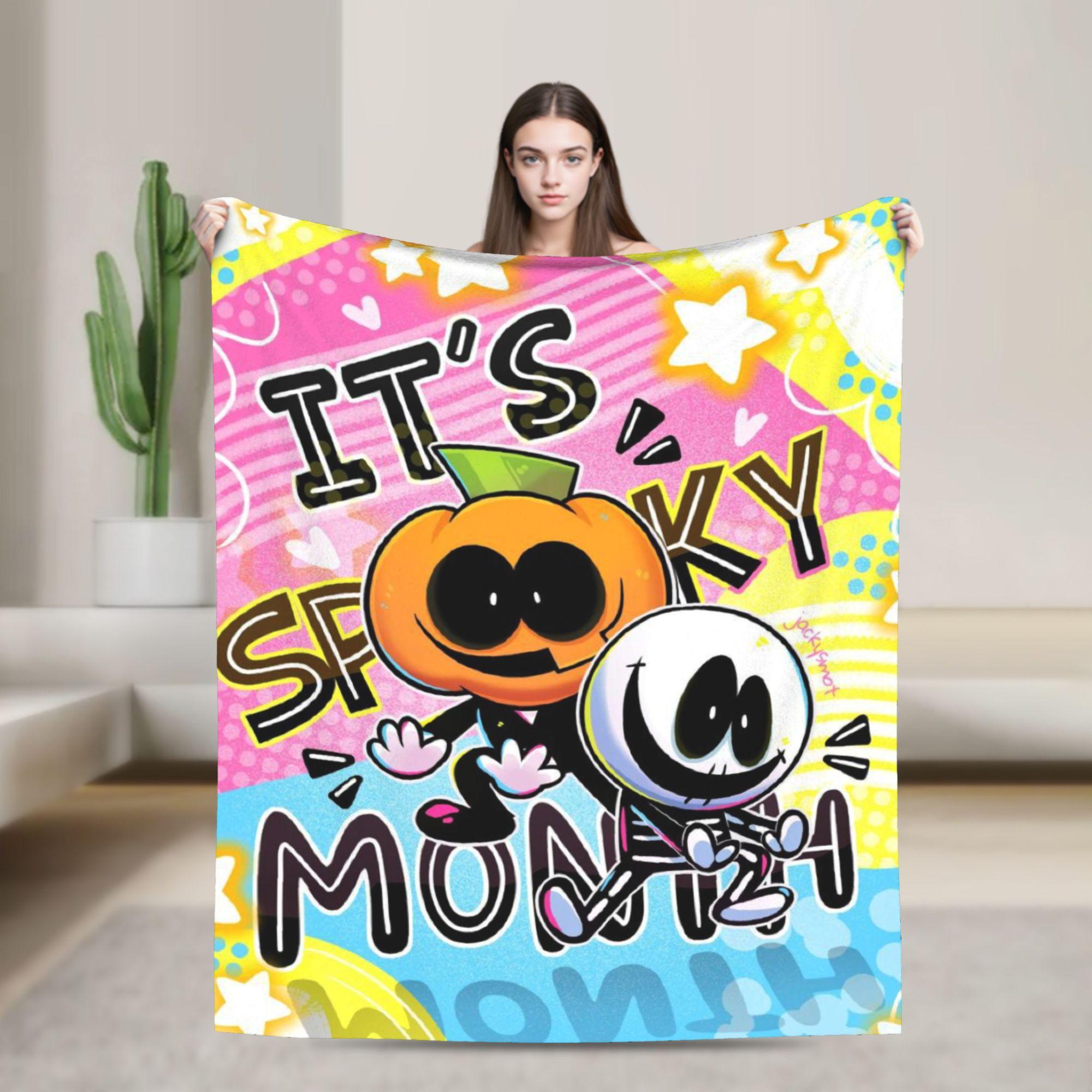 

Spooky Month Blanket Quality Warm Soft Throw Blanket Winter Airplane Travel Couch Chair Sofa Bed Aesthetic Bedspread 30x40in