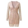 Party Dresses Women Evening Plus Size Clothing V-Neck Lace Short Sleeve Sheath Vintage Sequin Wedding Dress Ladies 2022