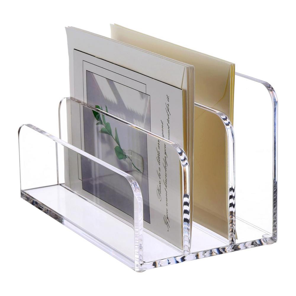Clear File Organizer For Desk 3 Slots Clear Office Desk Letter Organizer Office Desk Organizer For Books Binders Emails Clear