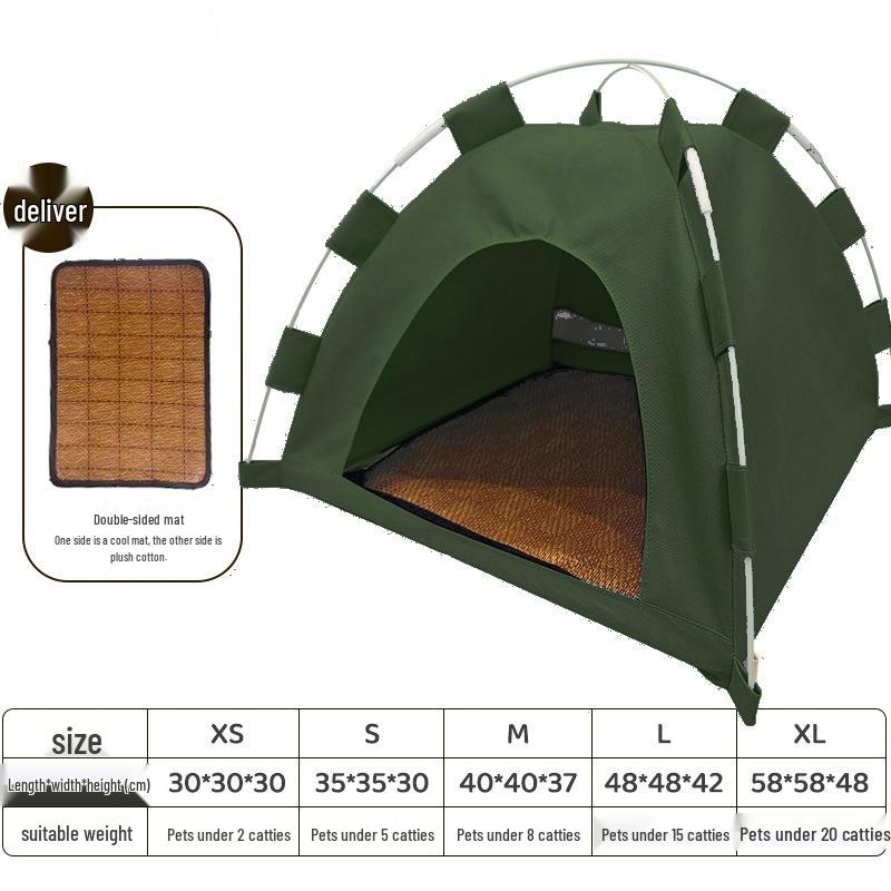 Foldable Outdoor Pet Tent with Cooling Mat for Cats