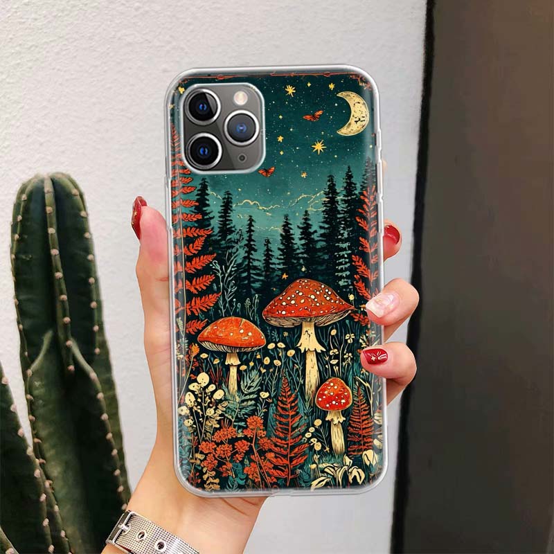 Colorful Mushroom For iPhone 17 Air 16 15 14 Plus 13 Mini 12 11 Pro Max Phone Case 16E 7 Print 8 SE Fundas Cover Soft Coque 16 1