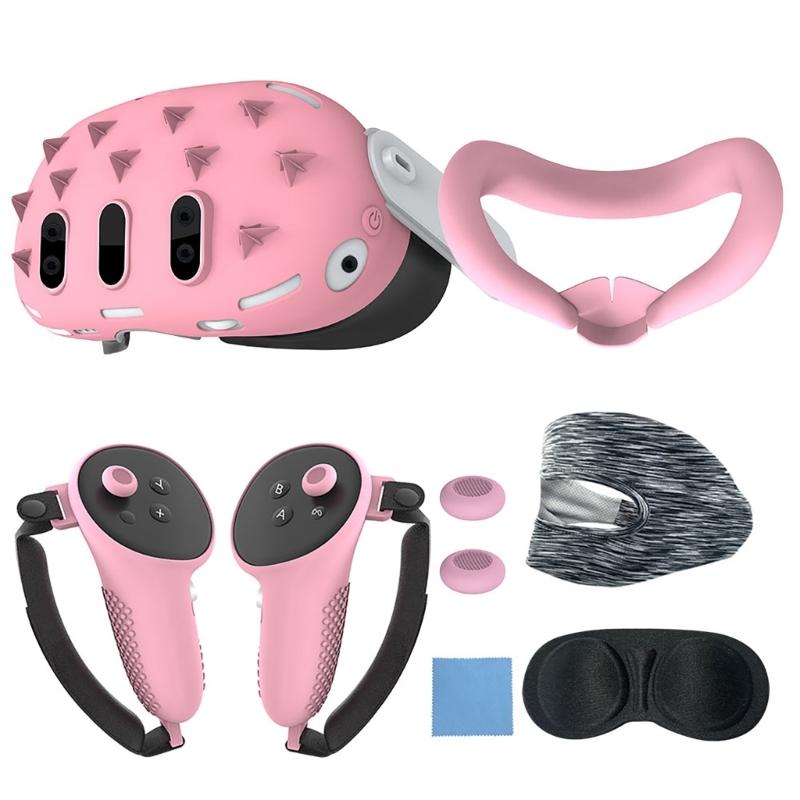 Complete 7Piece Accessory Kit for VR Gaming Lens Cover, Controller Grips Rocker Cover Face Covers Fully Protect