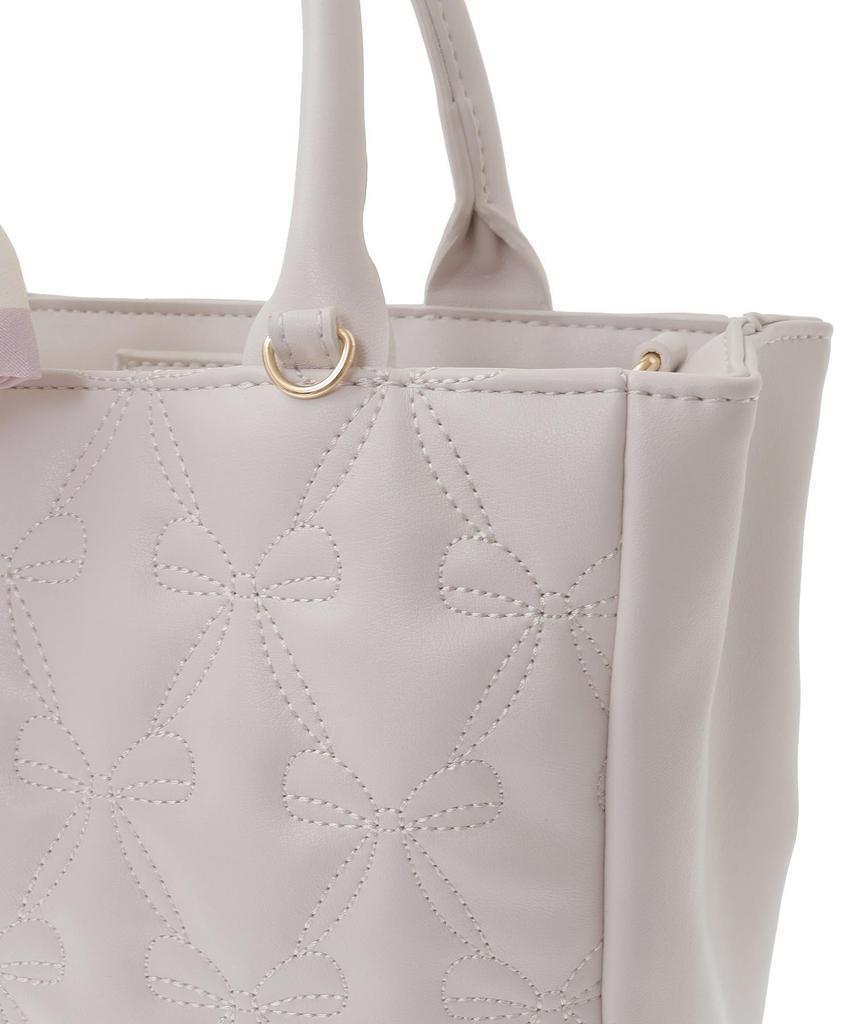 Maison de Fleur Quilted Ribbon Tote Bag with Black Women's Scarf,