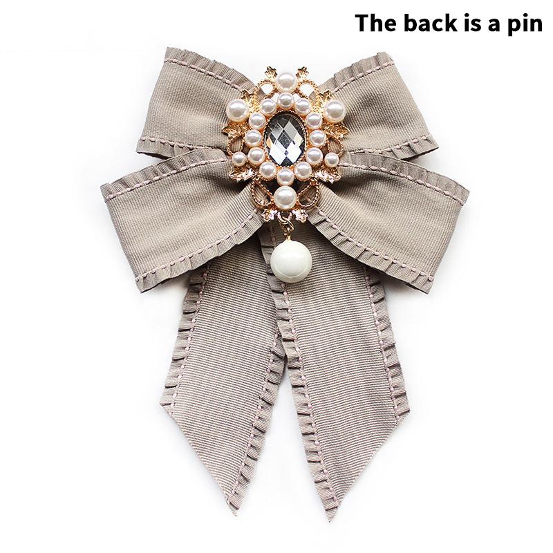 Korean Women'S Bow Tie Brooch Black Rhinestone Pearl Shirt Collar Pins Fashion Bowknot Bowtie Ribbon Wedding Party Necktie