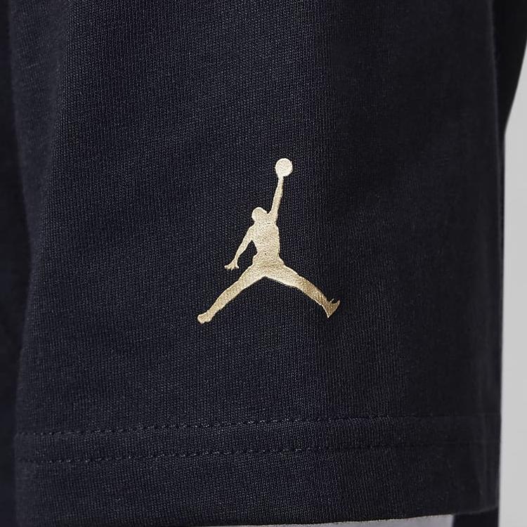 Jordan See Me Shine Crew Neck Letter Pullover Long Sleeve T-Shirt Kids Tops Black HV1599-010