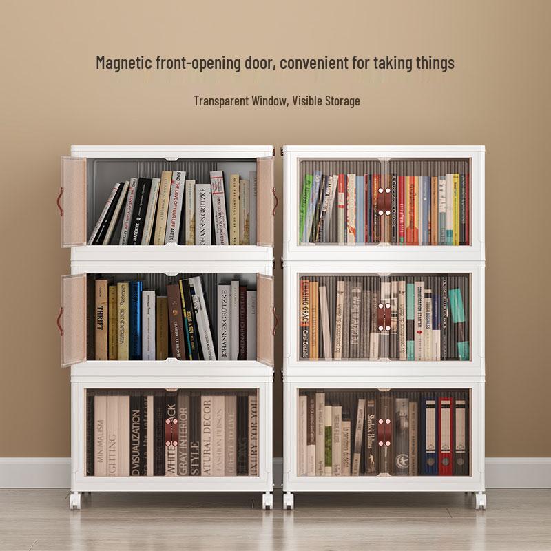 Foldable Children's No-Assembly Dustproof Bookshelf & Floor-Standing Multi-Layer Storage Rack