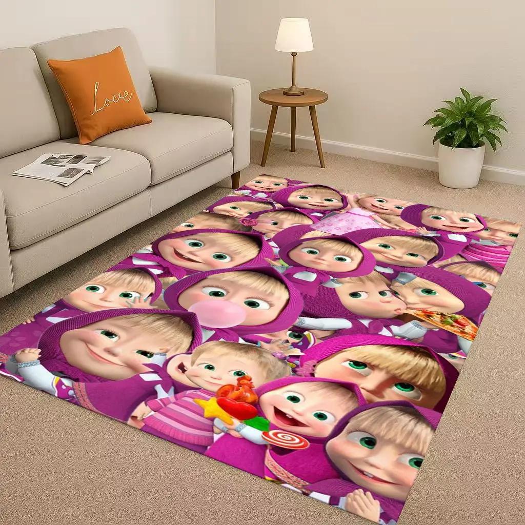 New Cartoon M-Masha And B-Bear Christmas Gift Living Room Non-Slip Area Rug Carpet For Bedroom Playroom Sofa,Home Decor Doormat