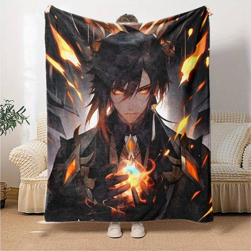 1pc Genshin Impact2 Blanket, Gift, for Men and Women, Soft Blanket, Good for Sofa Bed Couch Travel, Lightweight Flannel Blanket