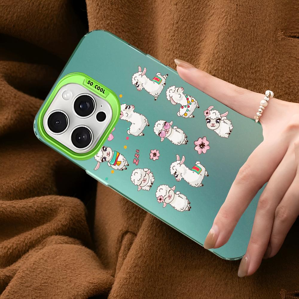 Llama Alpaca Animals Cartoon Colorful Phone Case For IPhone 16 15 14 13 12 11 Pro Max X XR XSMAX Matte Shockproof Back Cover