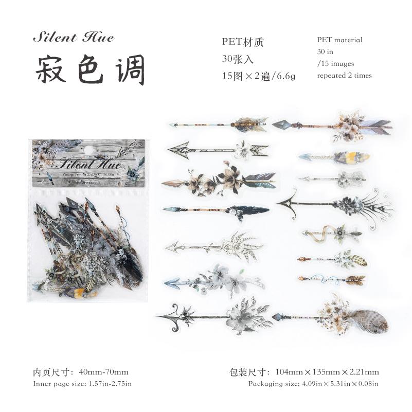 

30pcs Retro Feather Collection Kawaii Colorful Feather PET Stickers DIY Diary Scrapbook Aesthetic Stationery Stickers