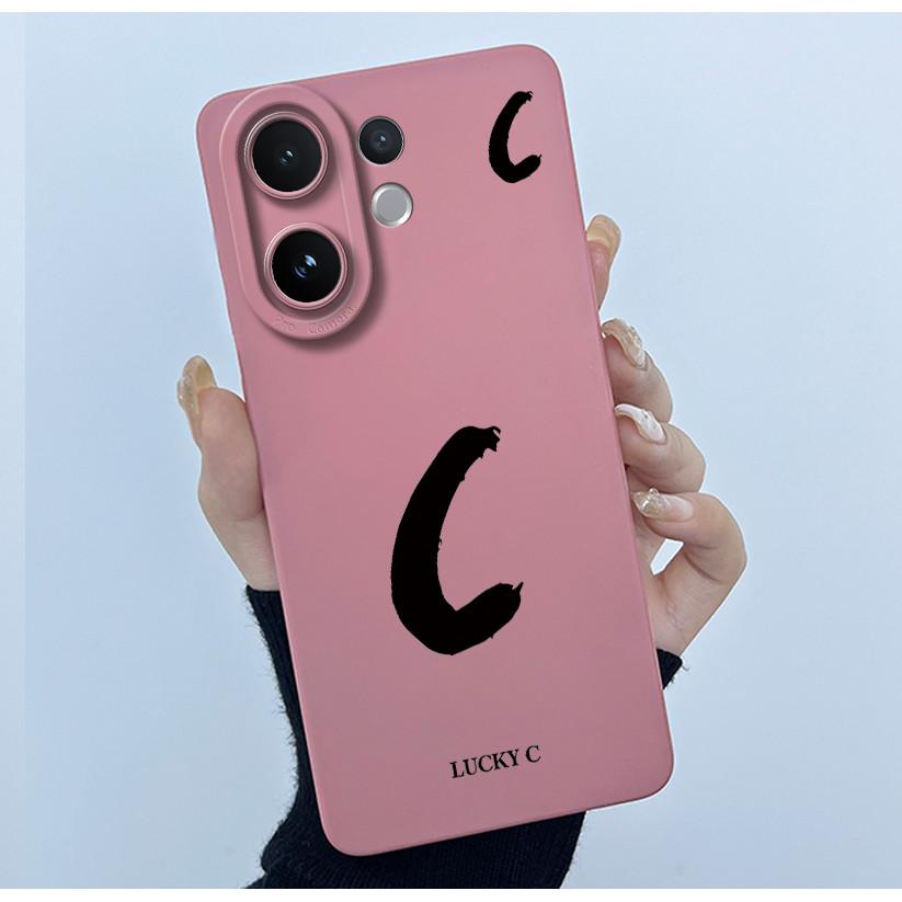 

For Vivo V60 2025 Cover Case Lucky Initial Letter Couple Silicone Soft Matte Phone Bumper for VivoV60 V 60 5G Casing Vivo V60 5G